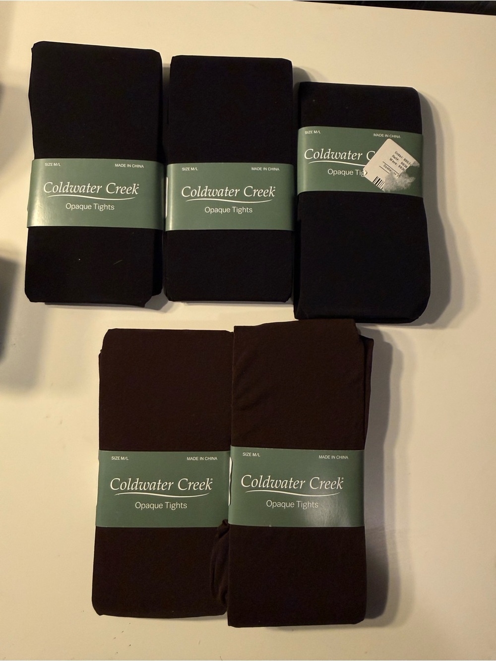 Coldwater Creek Opaque Tights - Black, navy & Brown set of 5 m/L